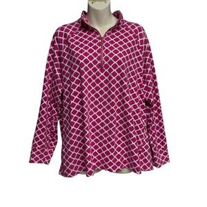 Cappagallo size XL Pink Geometric Women's Top quarter zip gold